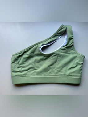 Green medium one shoulder sports bra